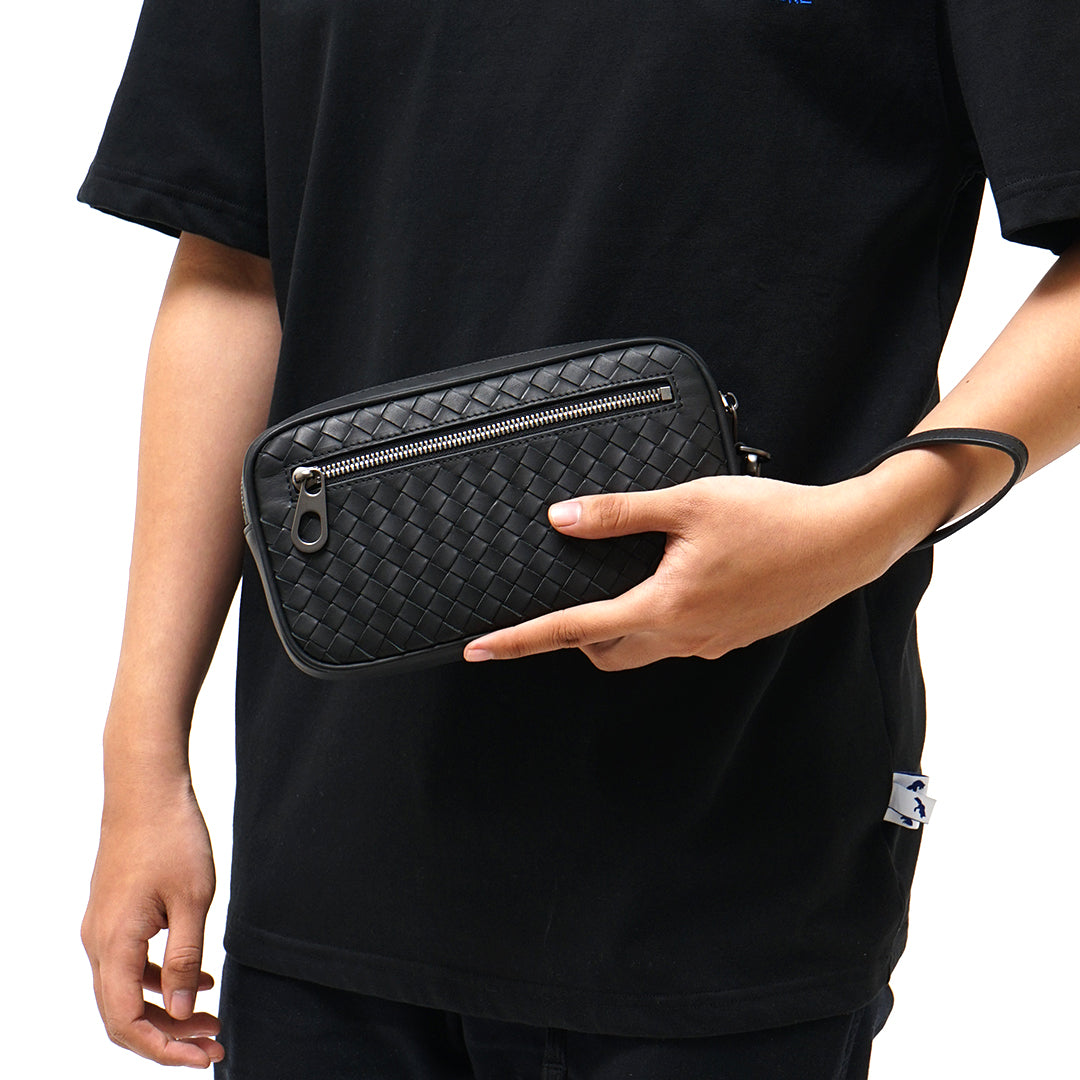 FOLX Intrecciato Zip Clutch