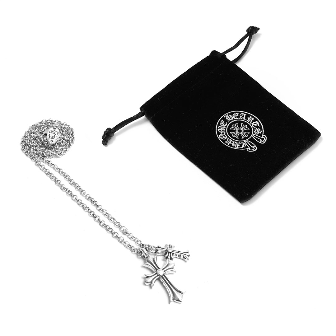 CHR Double Crosses Pendant Necklace