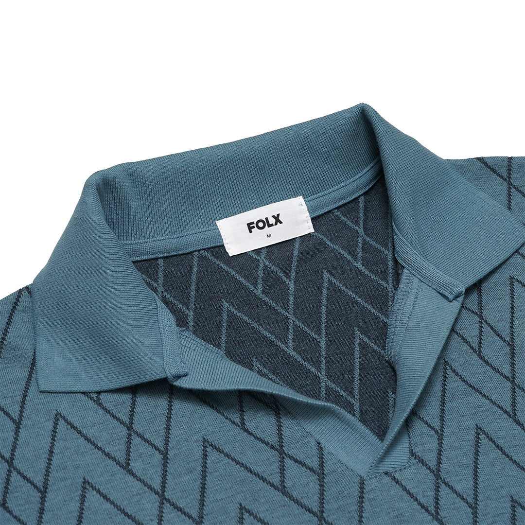 FOLX Jacquard V Pattern Polo Shirt