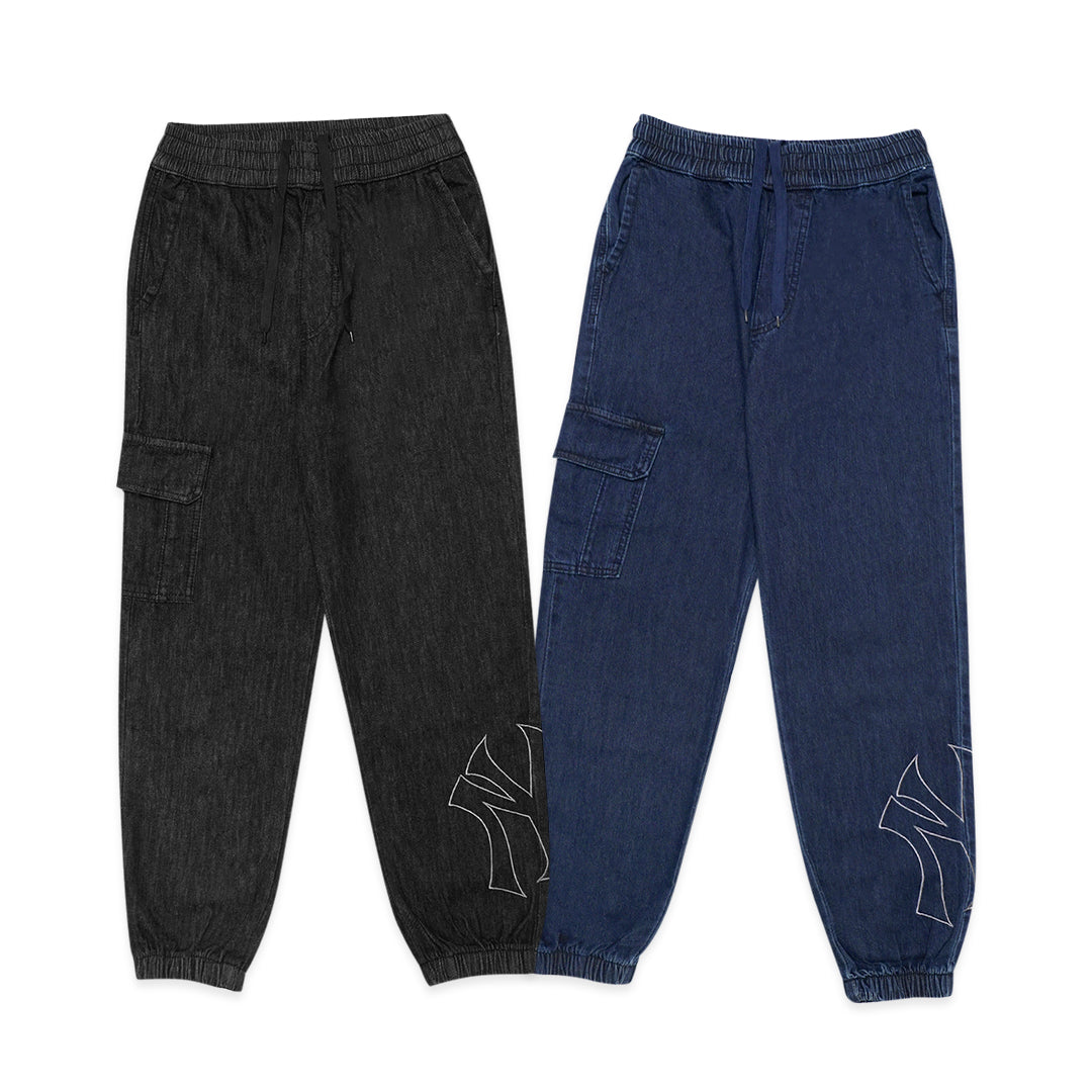 M7B Bottom Logo Denim Cargo Jogger Pants