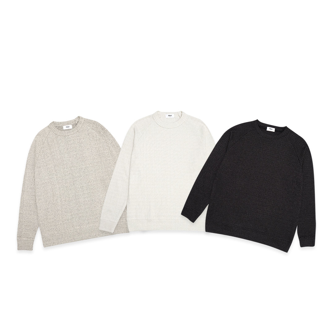 FOLX Round Neck Knit Raglan Sweater