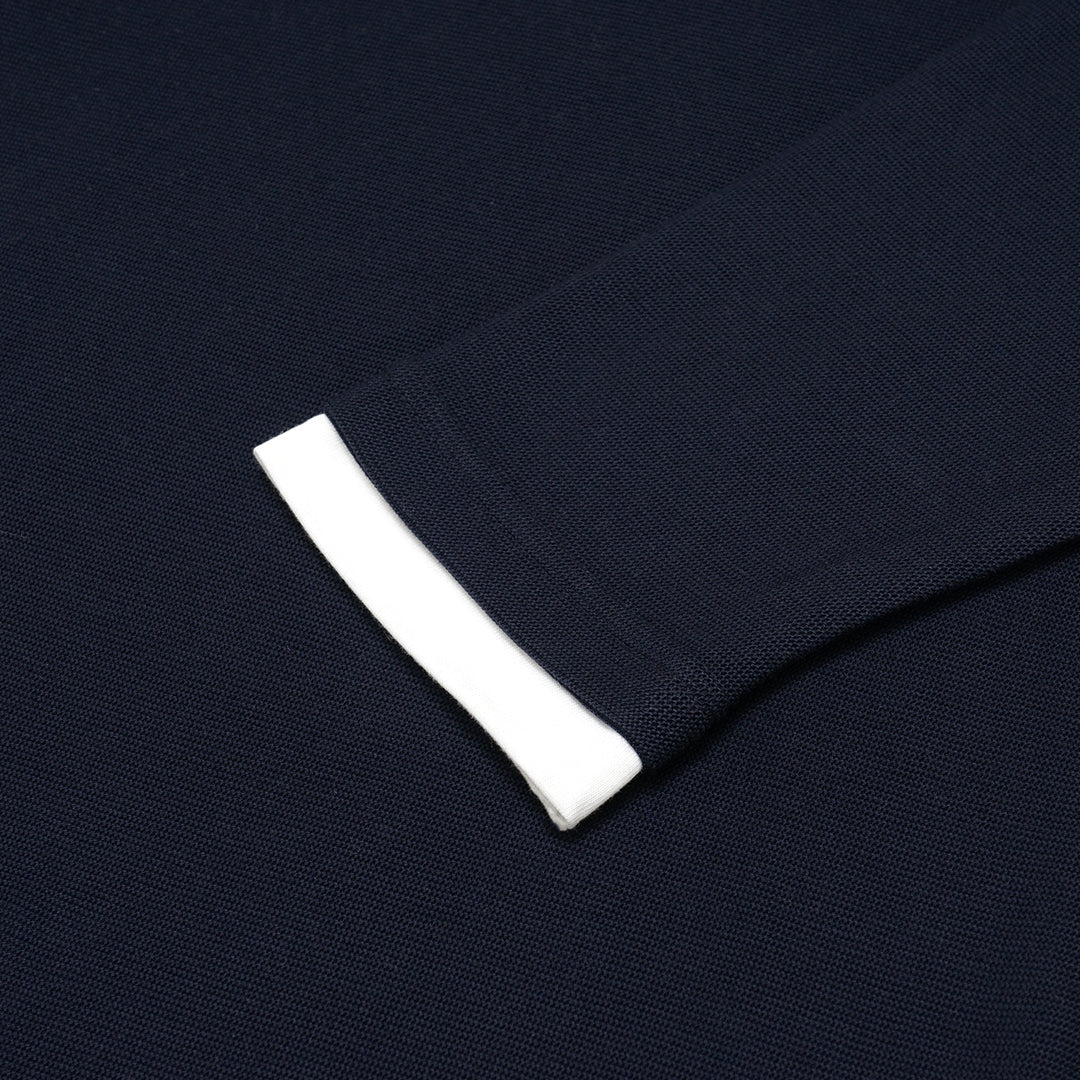 FOLX U Collar Horizontal Texture Long Sleeve T-Shirt