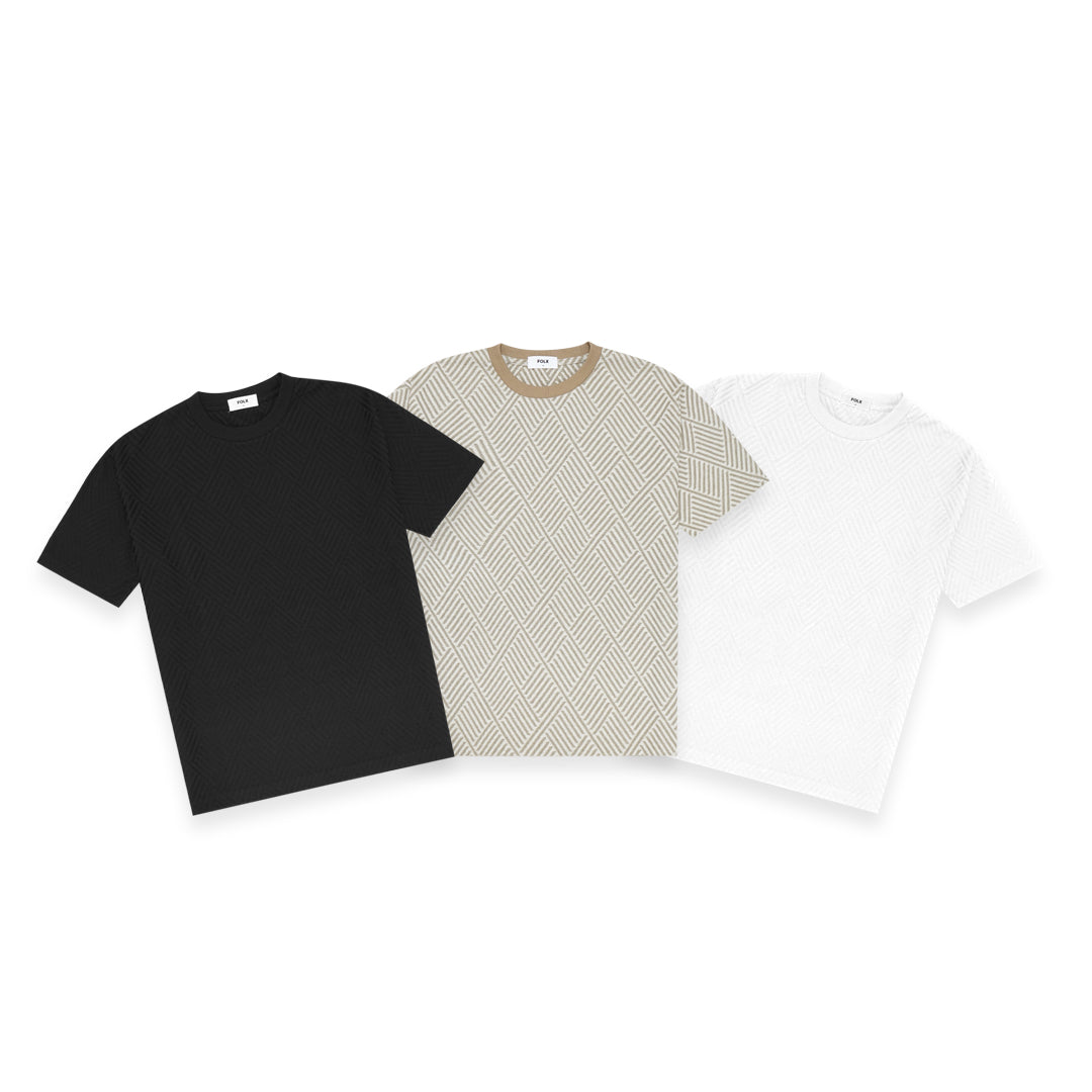 FOLX Jacquard Diamond Slash Textured T-Shirt
