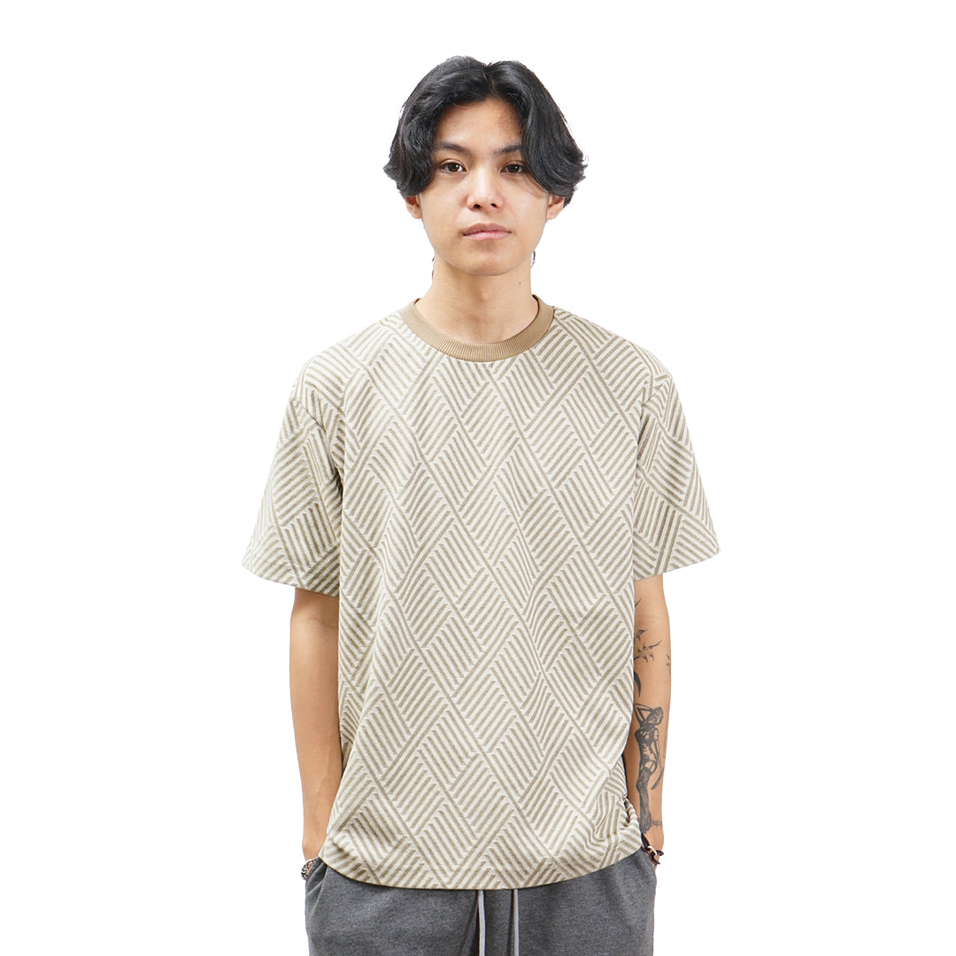 FOLX Jacquard Diamond Slash Textured T-Shirt
