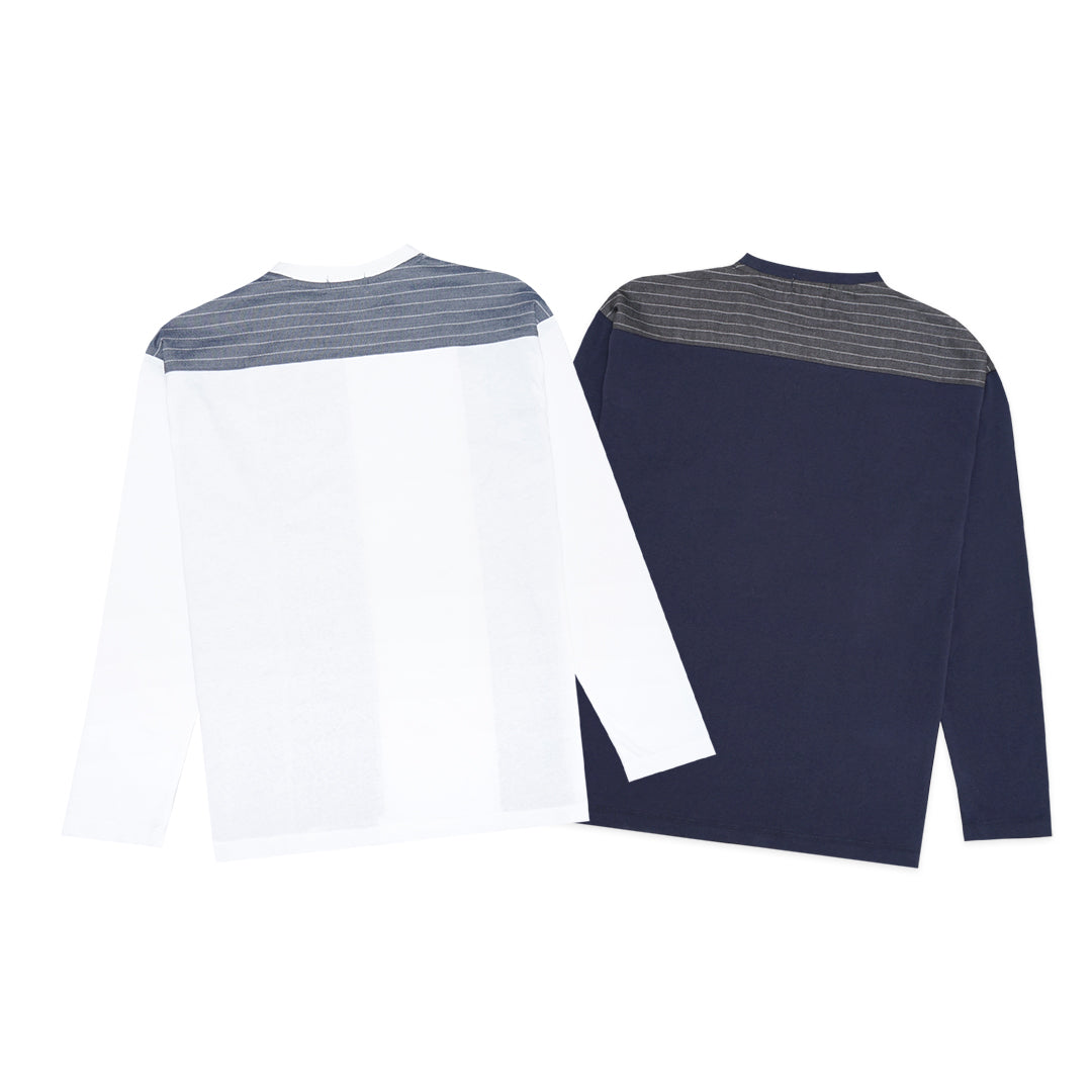 FOLX Vertical Patchwork Long Sleeve T-Shirt