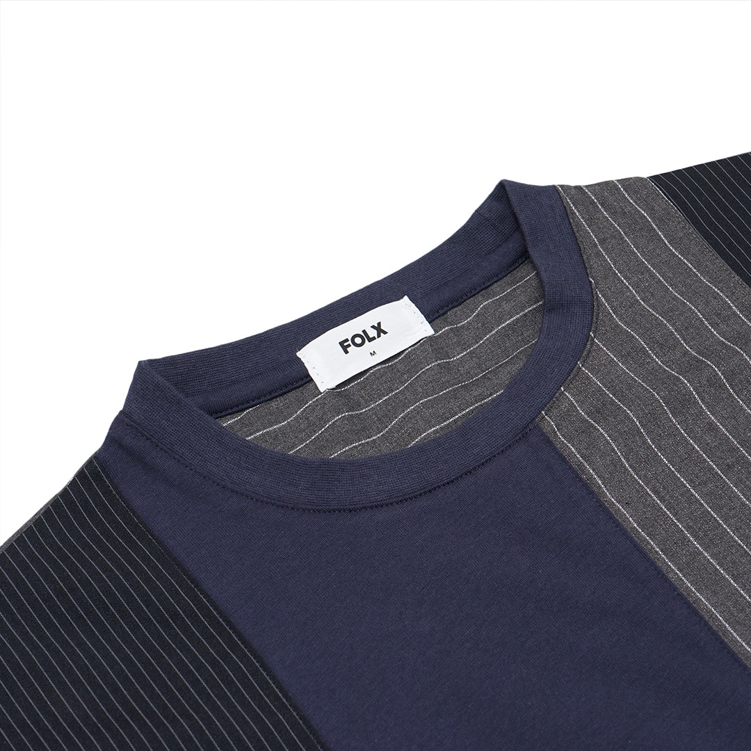 FOLX Vertical Patchwork Long Sleeve T-Shirt