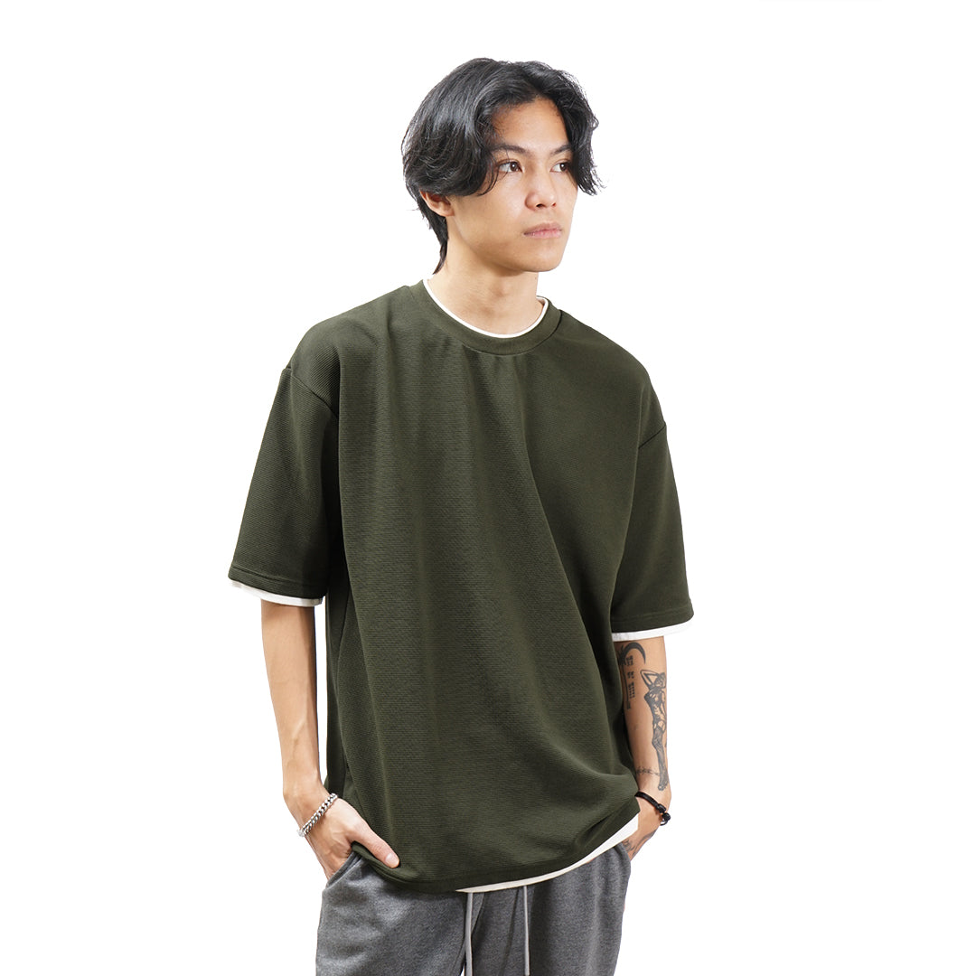 FOLX White Faux Layered Crewneck T-Shirt