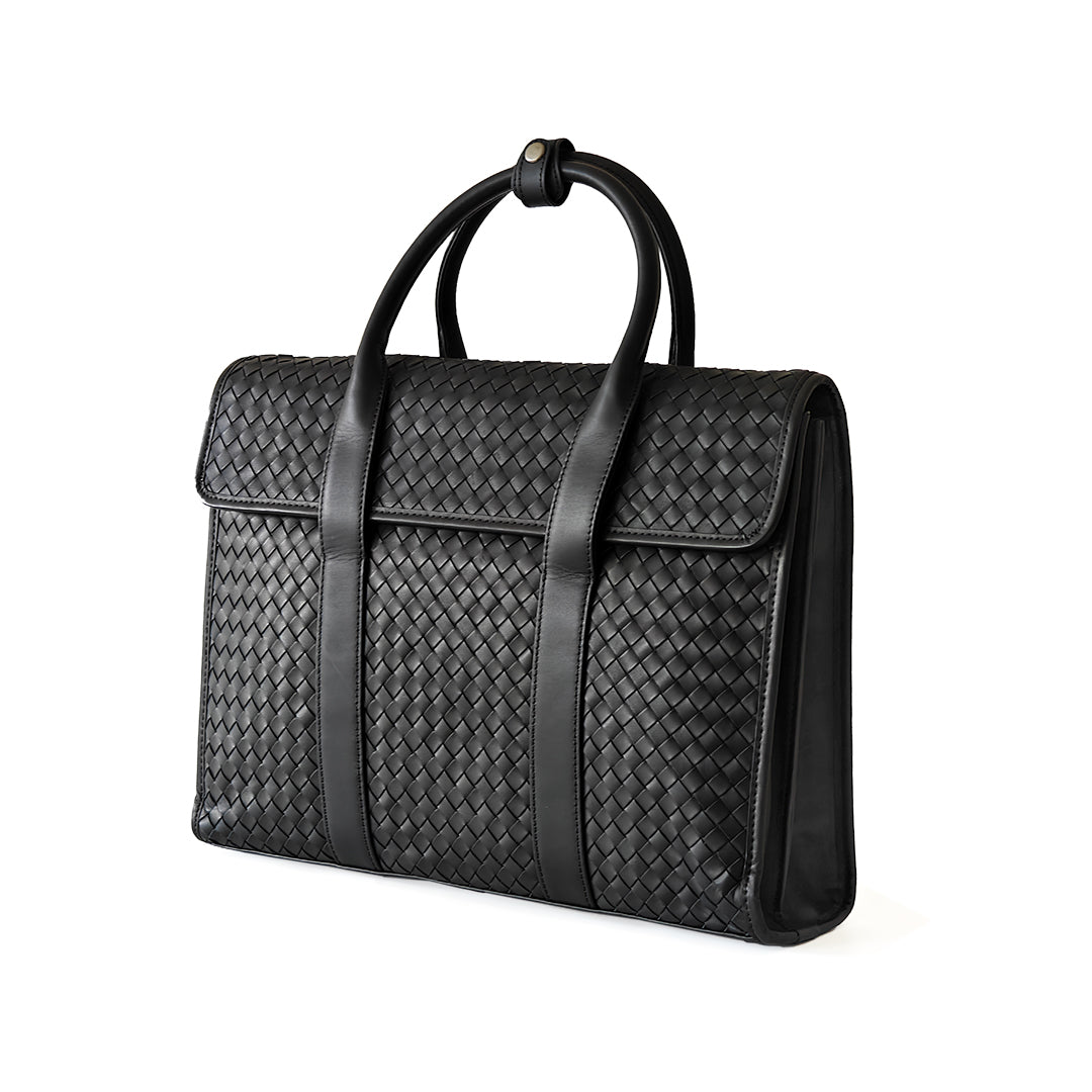 FOLX Intrecciato Front Flap Briefcase