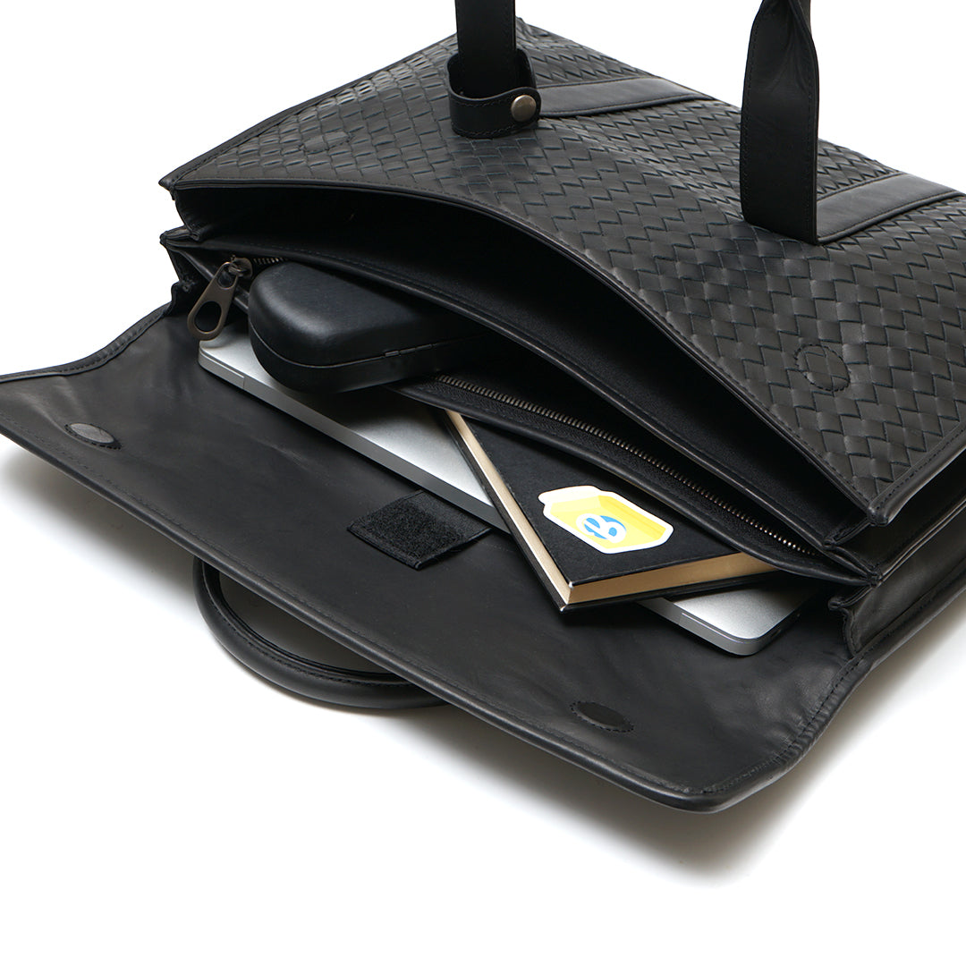 FOLX Intrecciato Front Flap Briefcase