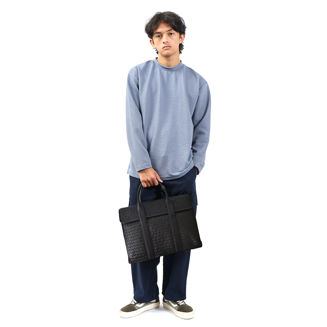 FOLX Intrecciato Front Flap Briefcase