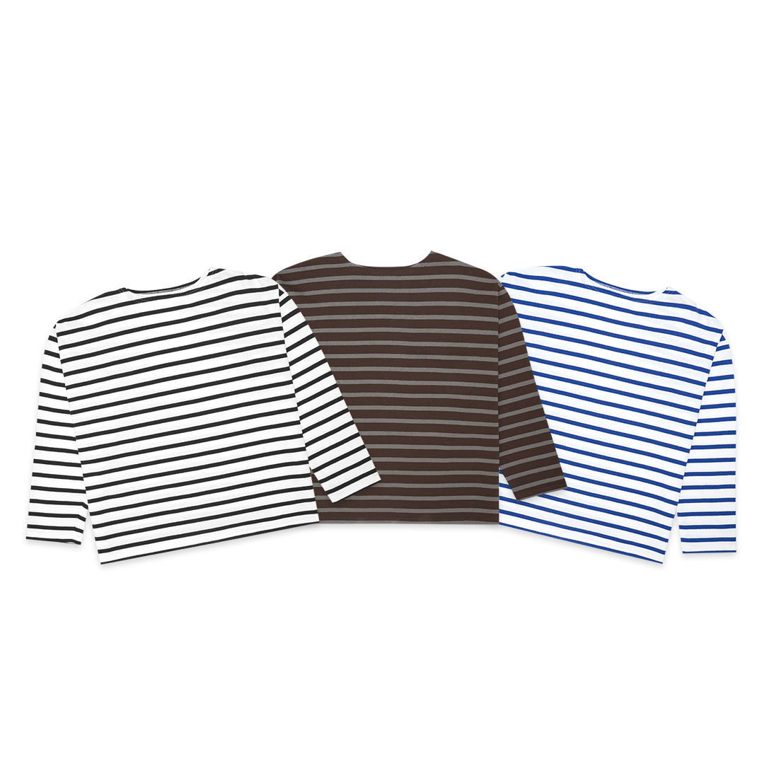 FOLX Boat Neck Striped Long Sleeve T-Shirt