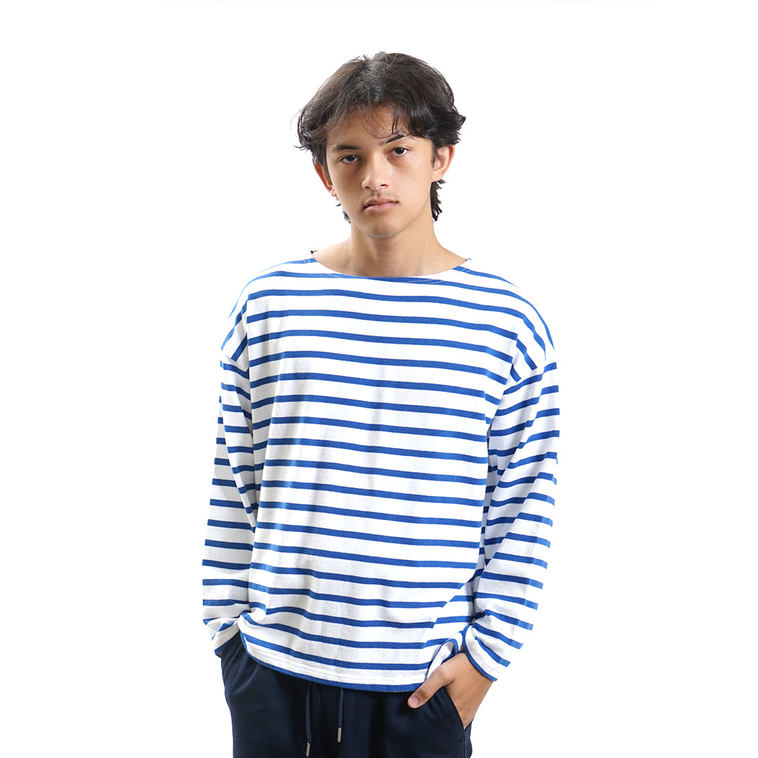 FOLX Boat Neck Striped Long Sleeve T-Shirt