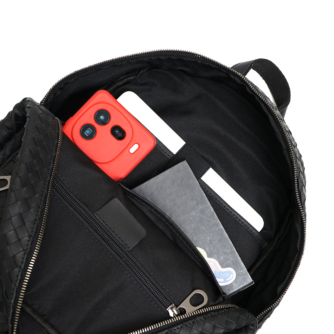FOLX Intrecciato Leather Backpack
