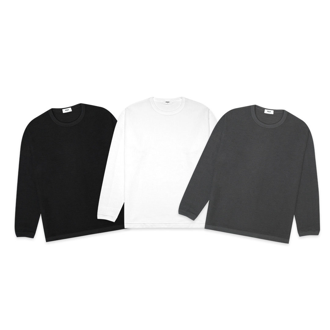 FOLX Bottom Rib Waffle Long Sleeve T-Shirt