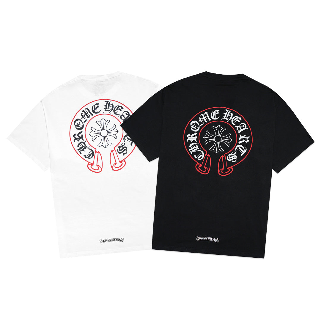 Chrome Hearts Red Outline Horseshoe T-Shirt