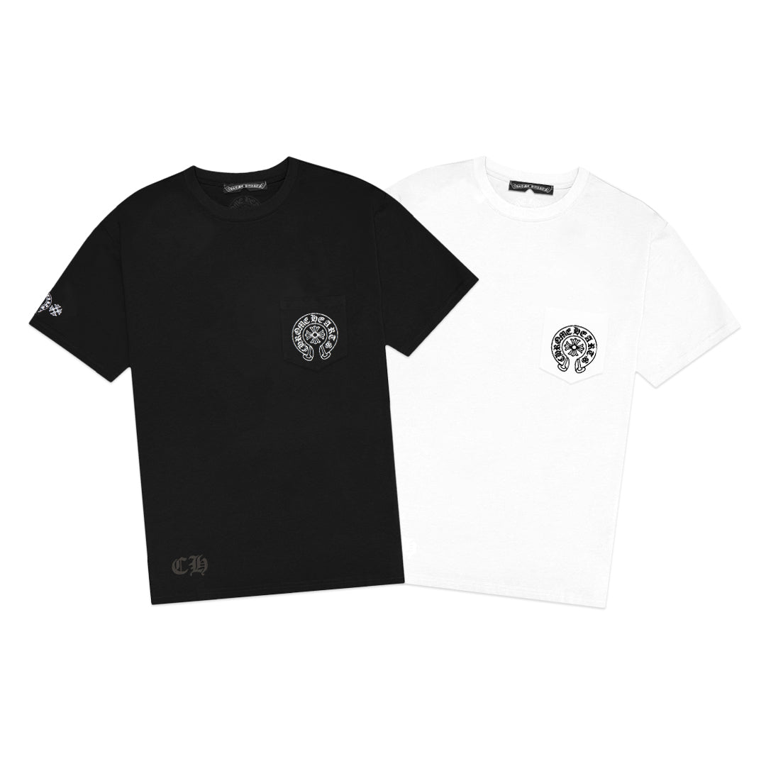 Chrome Hearts Gradient Colorful Letters Pocket T-Shirt