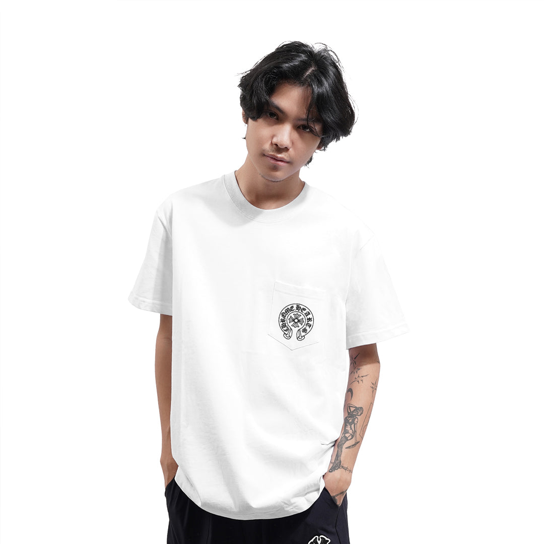 Chrome Hearts Gradient Colorful Letters Pocket T-Shirt
