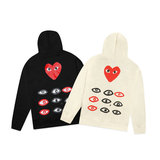 CDG Play Triple Texts Zip-Up Hoodie
