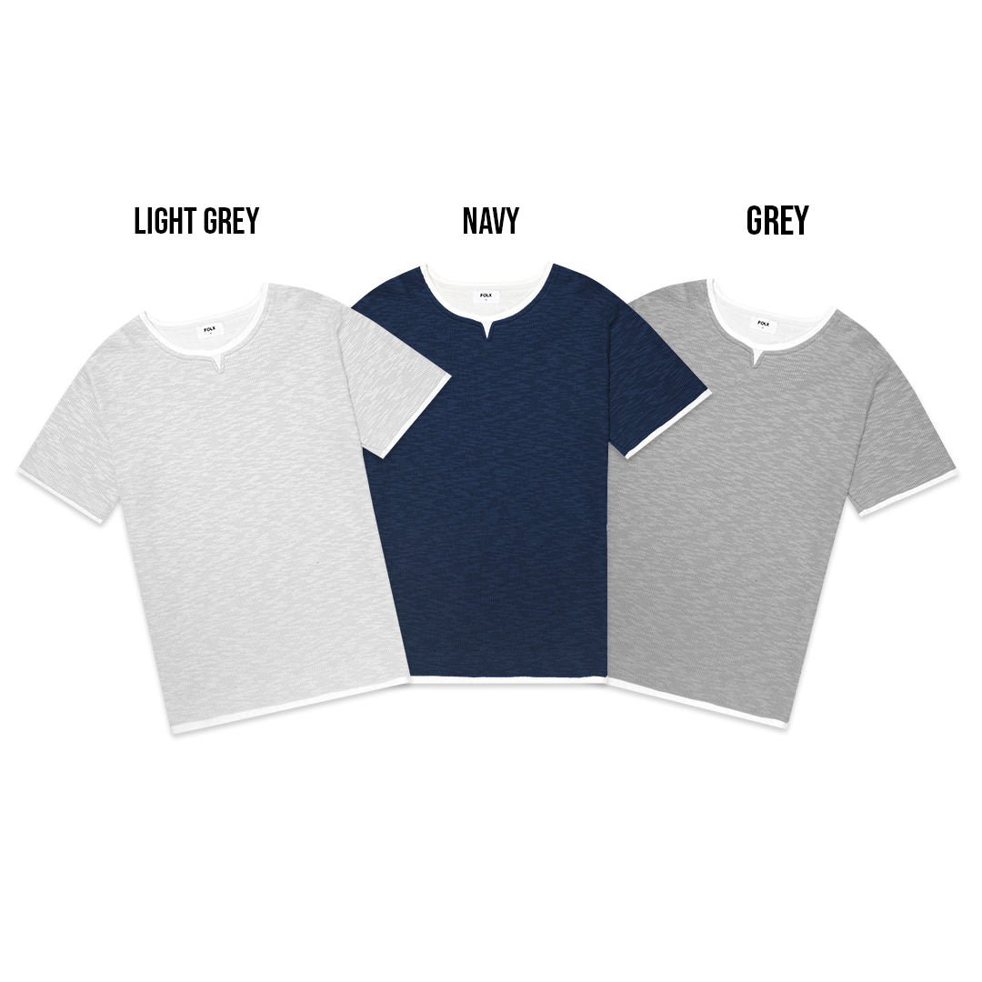 FOLX U Collar Faux Layered T-Shirt