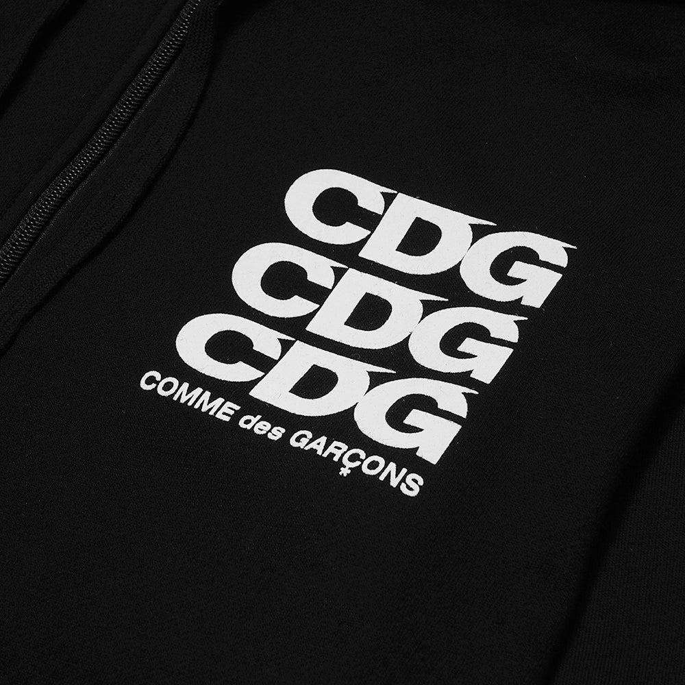 CDG Play Triple Texts Zip-Up Hoodie