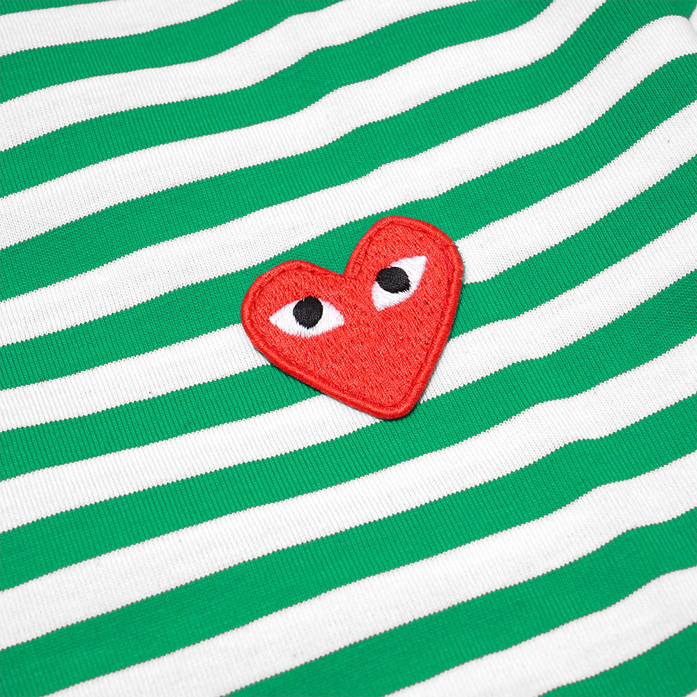 CDG Play Red Heart Striped T-Shirt