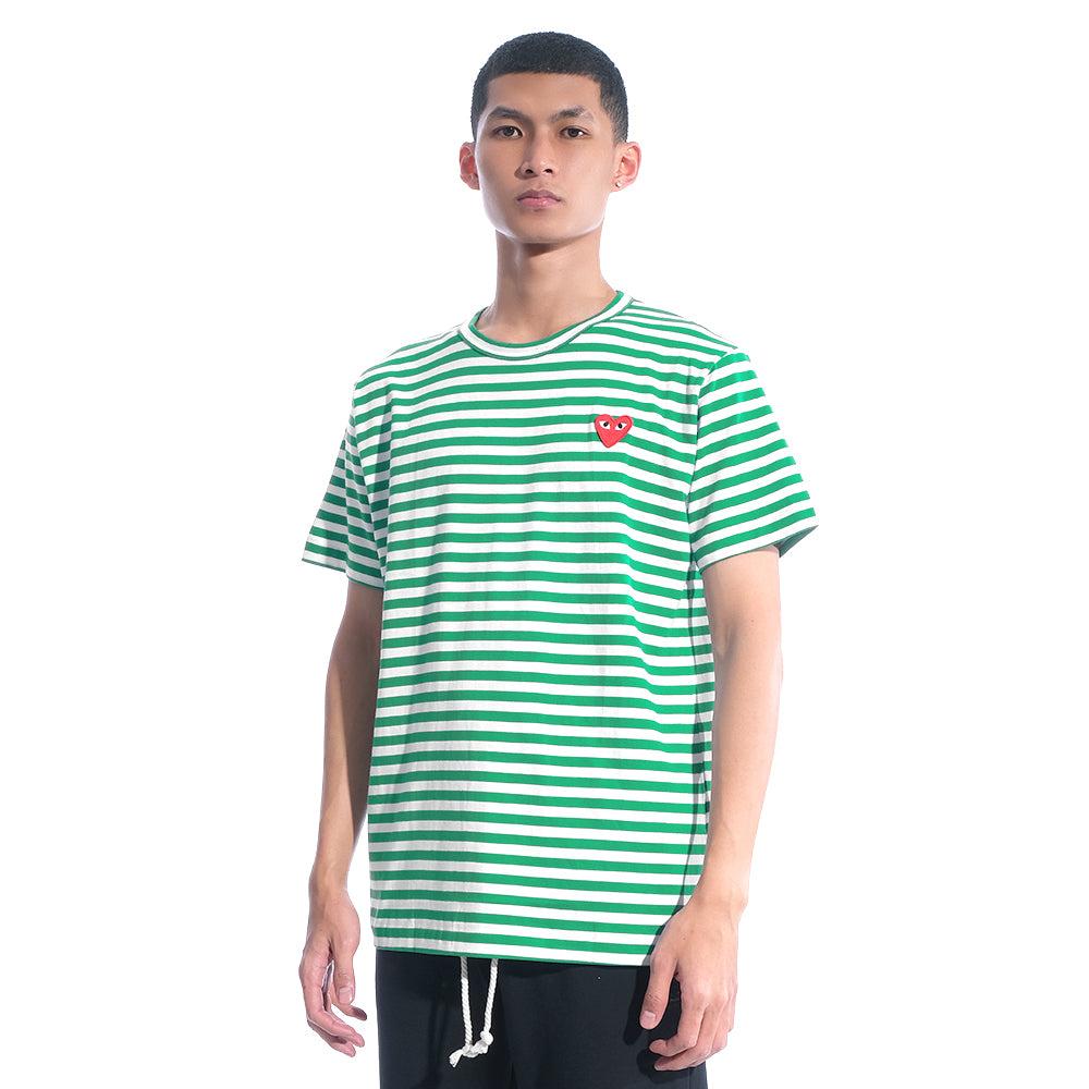 CDG Play Red Heart Striped T-Shirt