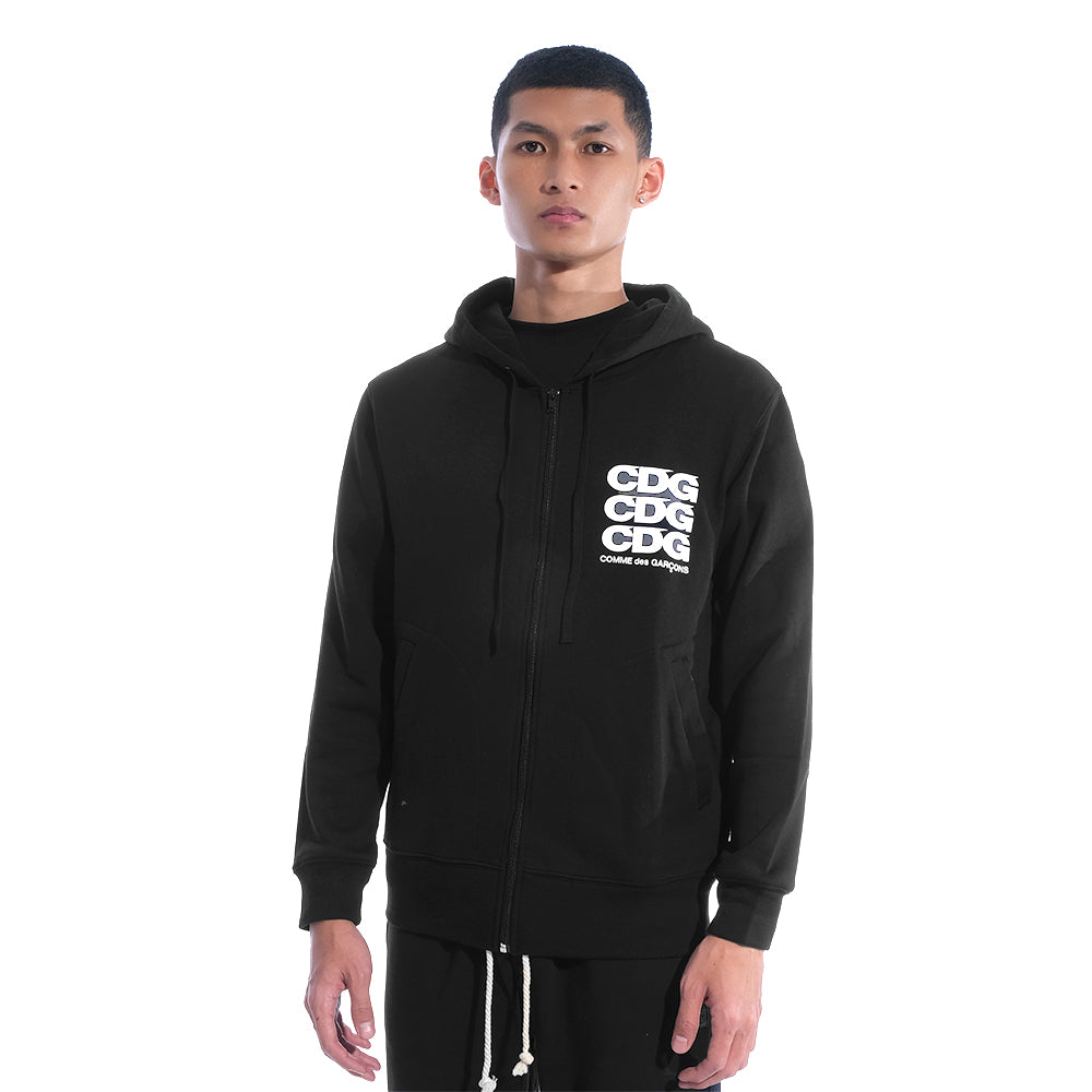 CDG Play Triple Texts Zip-Up Hoodie
