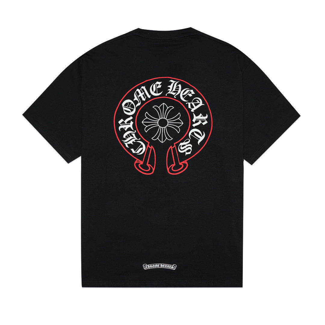 Chrome Hearts Red Outline Horseshoe T-Shirt