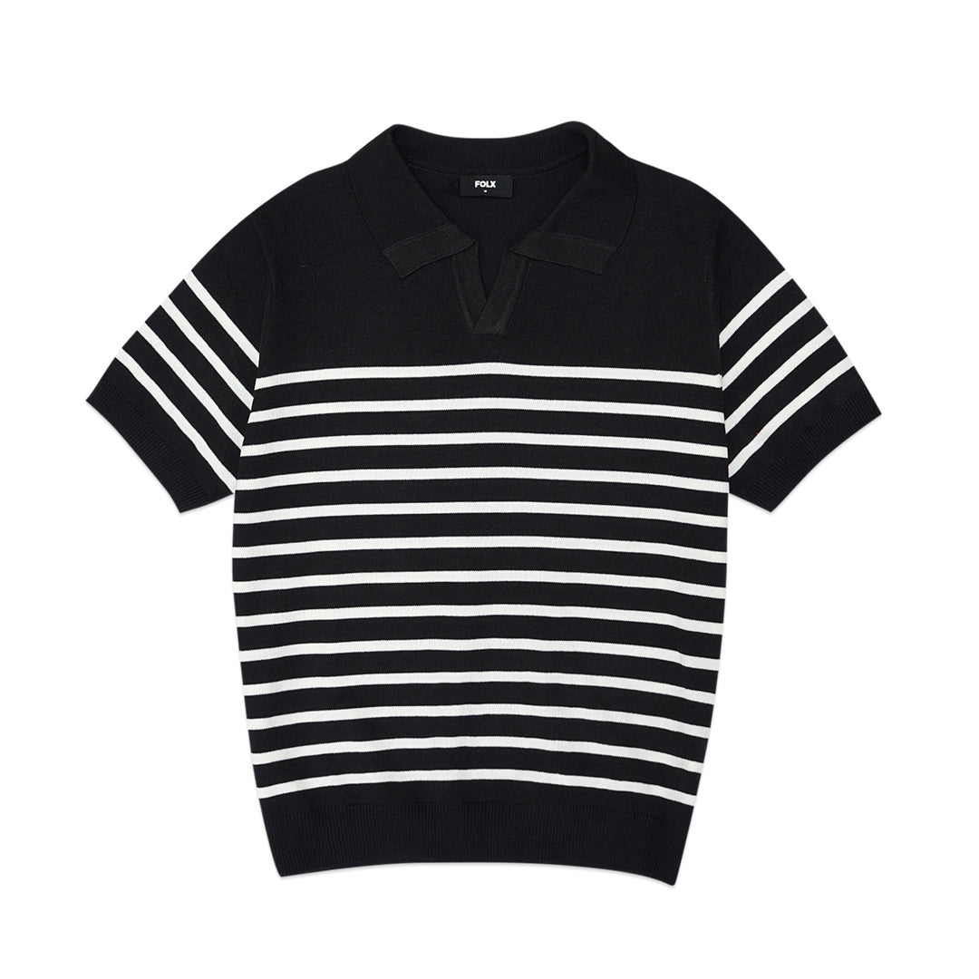 FOLX Stripes Knit Polo Shirt