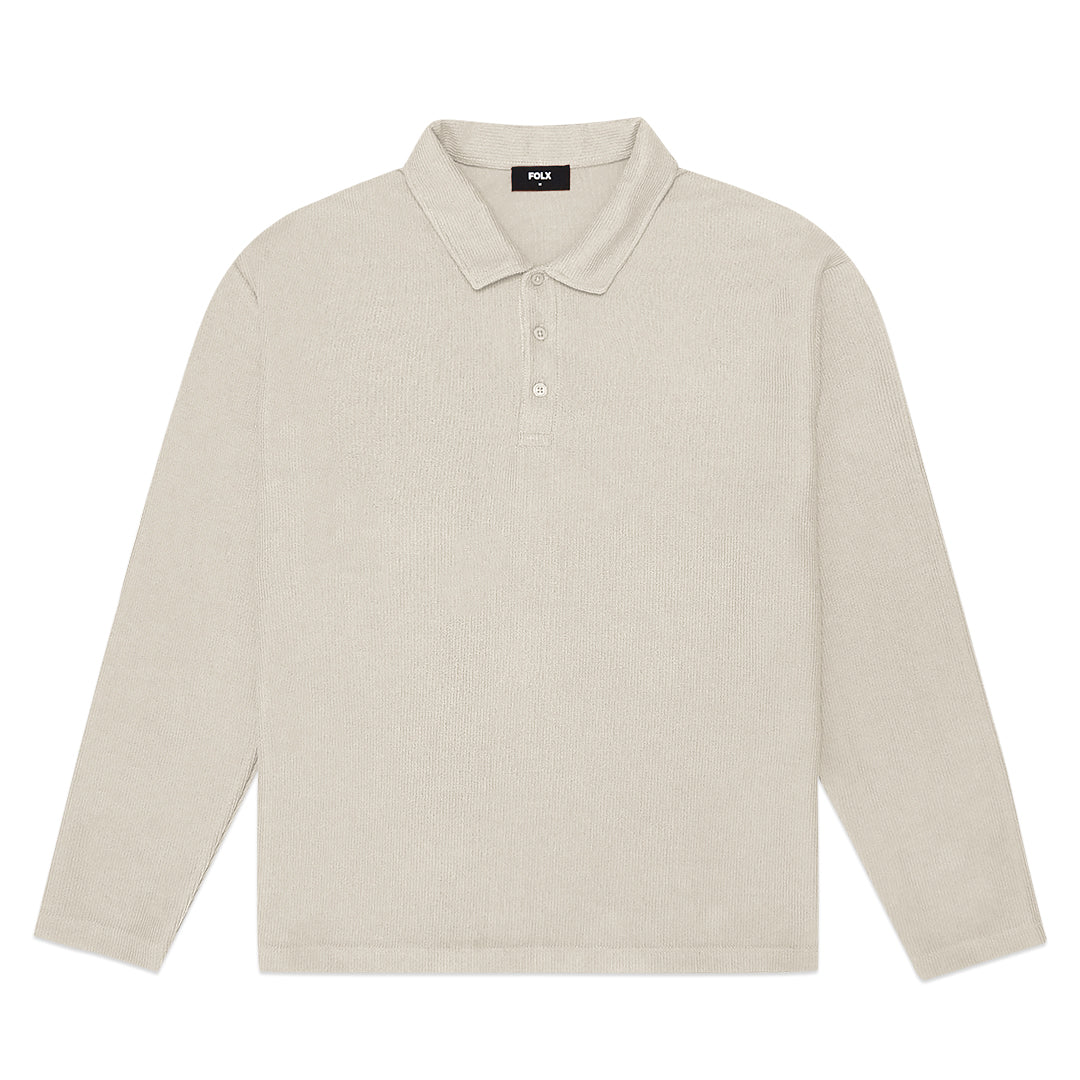 FOLX Vertical Texture Long Sleeve Polo Shirt