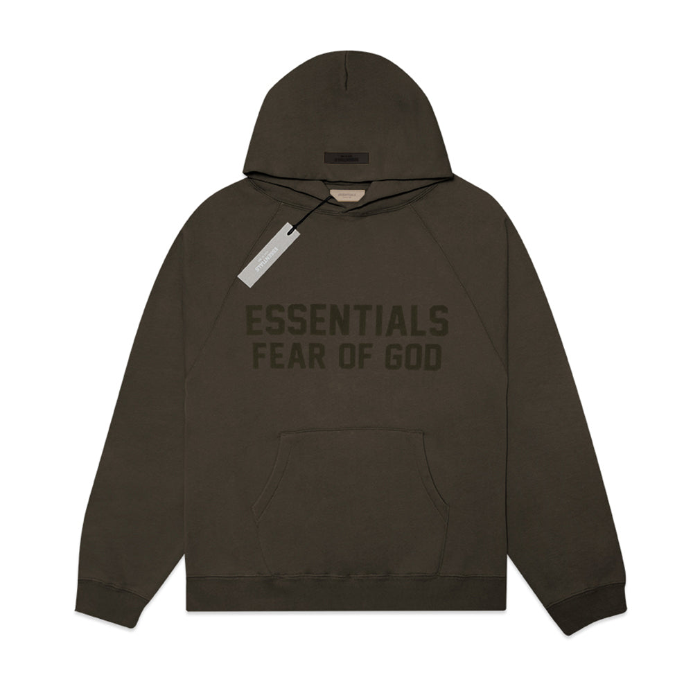 FOG Essentials Center Solid Velvet Text Hoodie