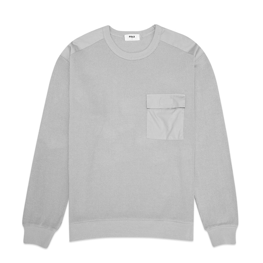 FOLX Woven Chest Pocket Sweater