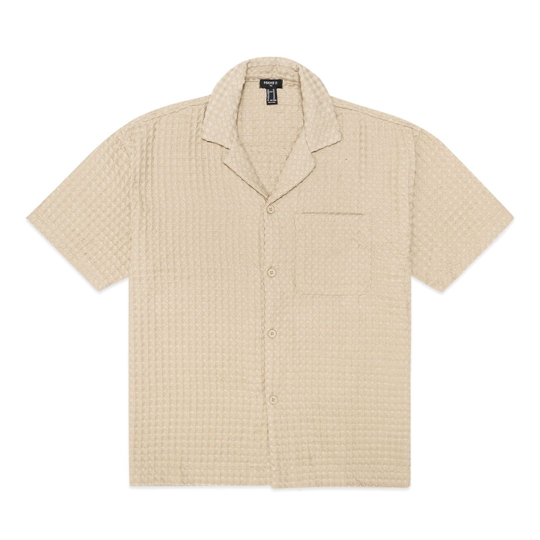 Forever21 Textured Cuban Collar Short Sleeve Shirt