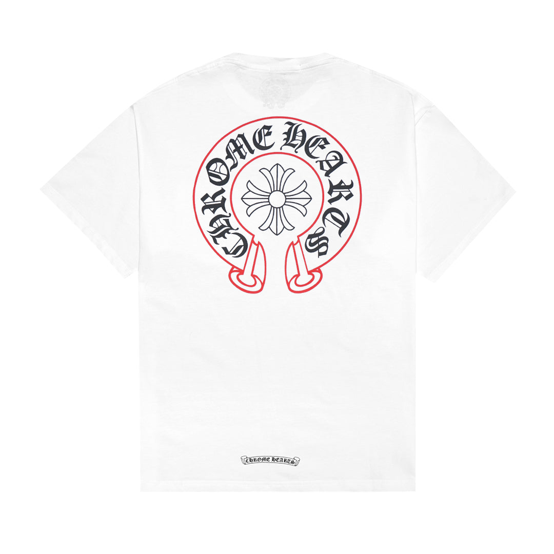Chrome Hearts Red Outline Horseshoe T-Shirt