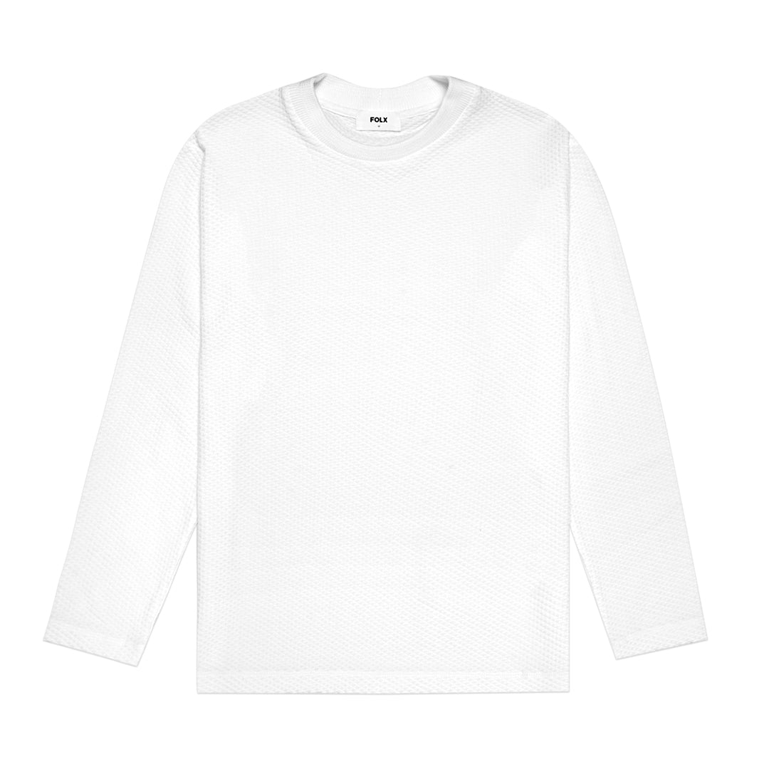 FOLX Solid Rectangle Textured Long Sleeve T-Shirt