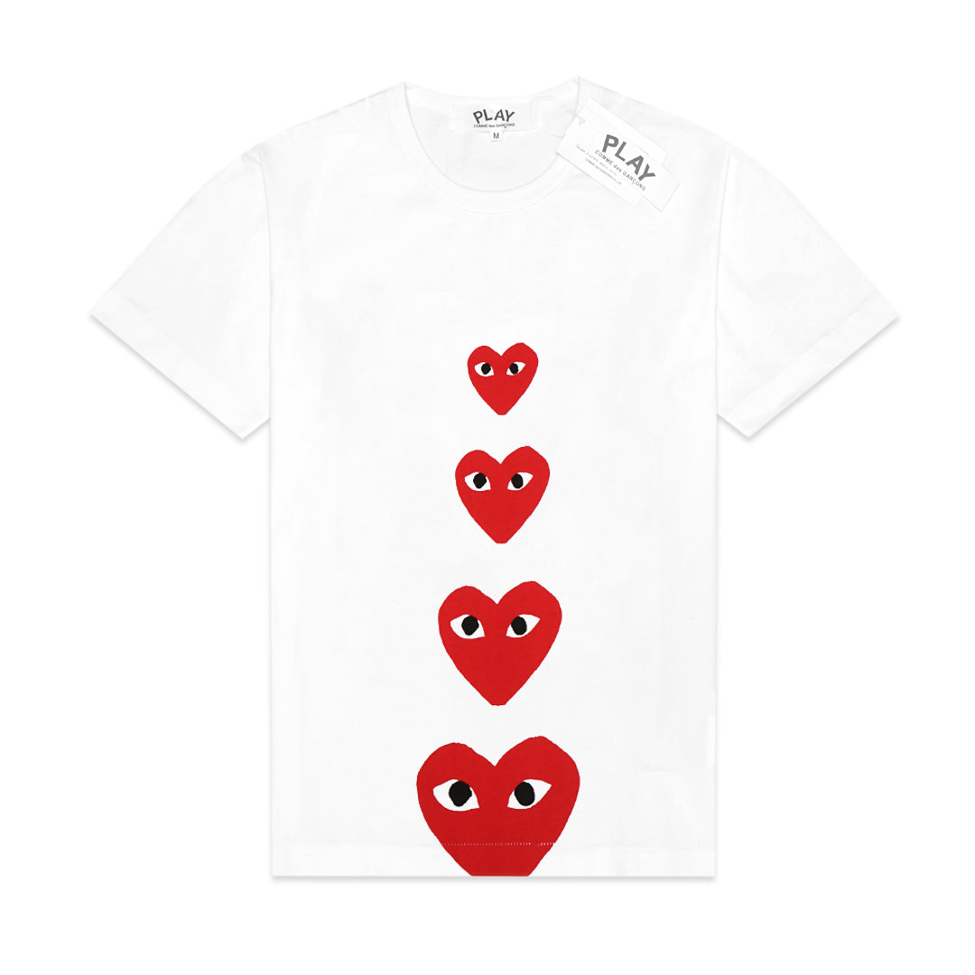 CDG Play Four Vertical Hearts T-Shirt