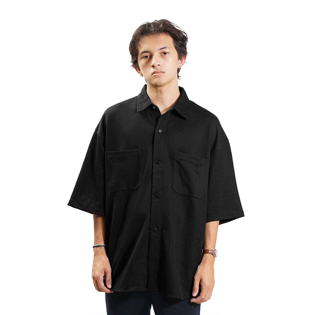 FOLX Double Pockets Textured Short Sleeve Shirt
