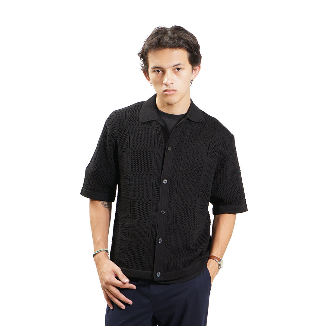 FOLX Crochet Knitted Short Sleeve Shirt