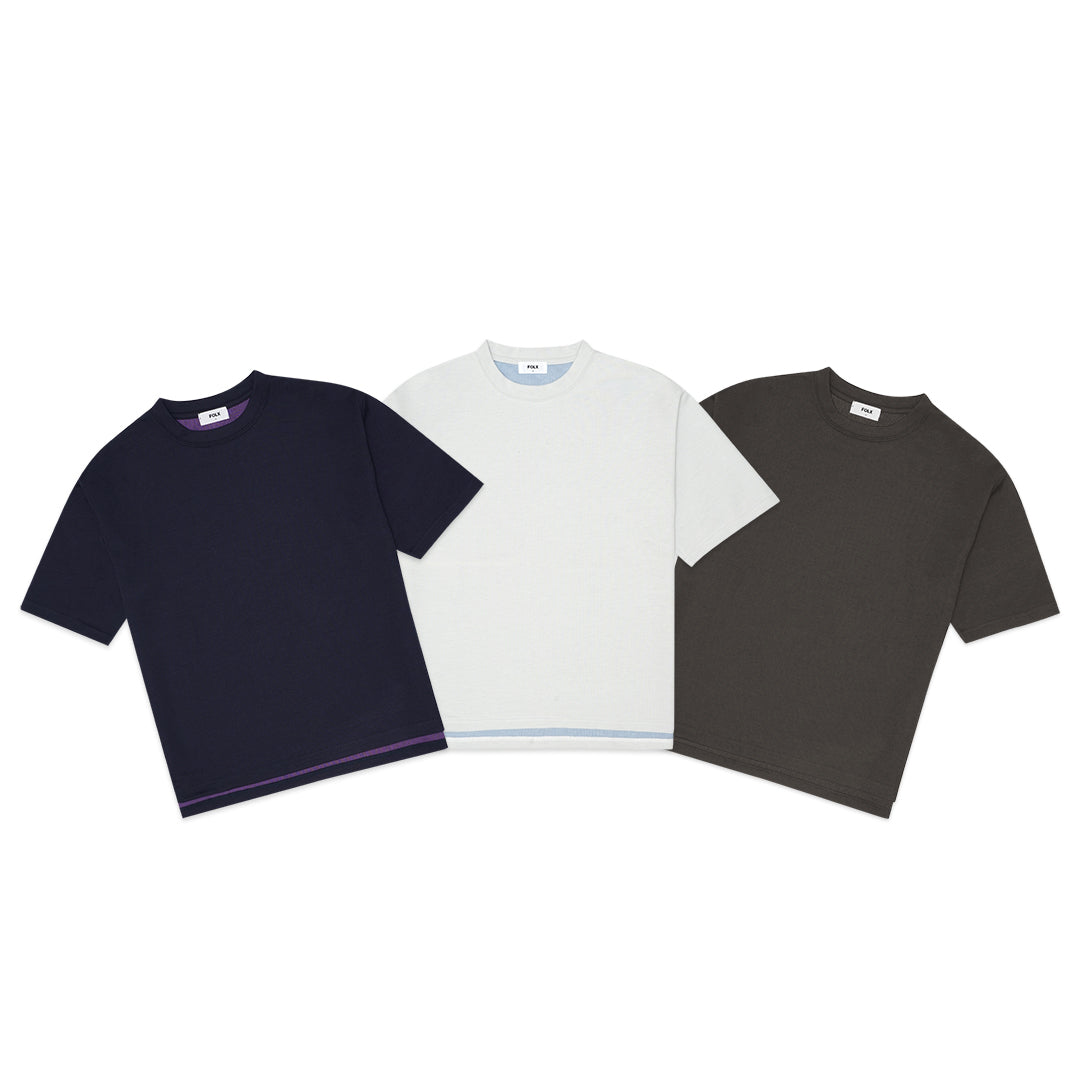 FOLX Double Jersey Contrasting Color T-Shirt