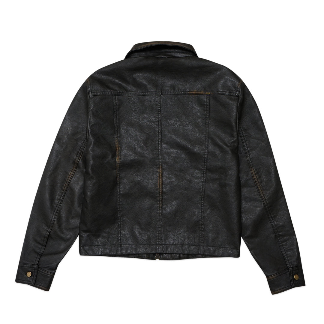 ZRA Faded Effect Faux-Leather Jacket
