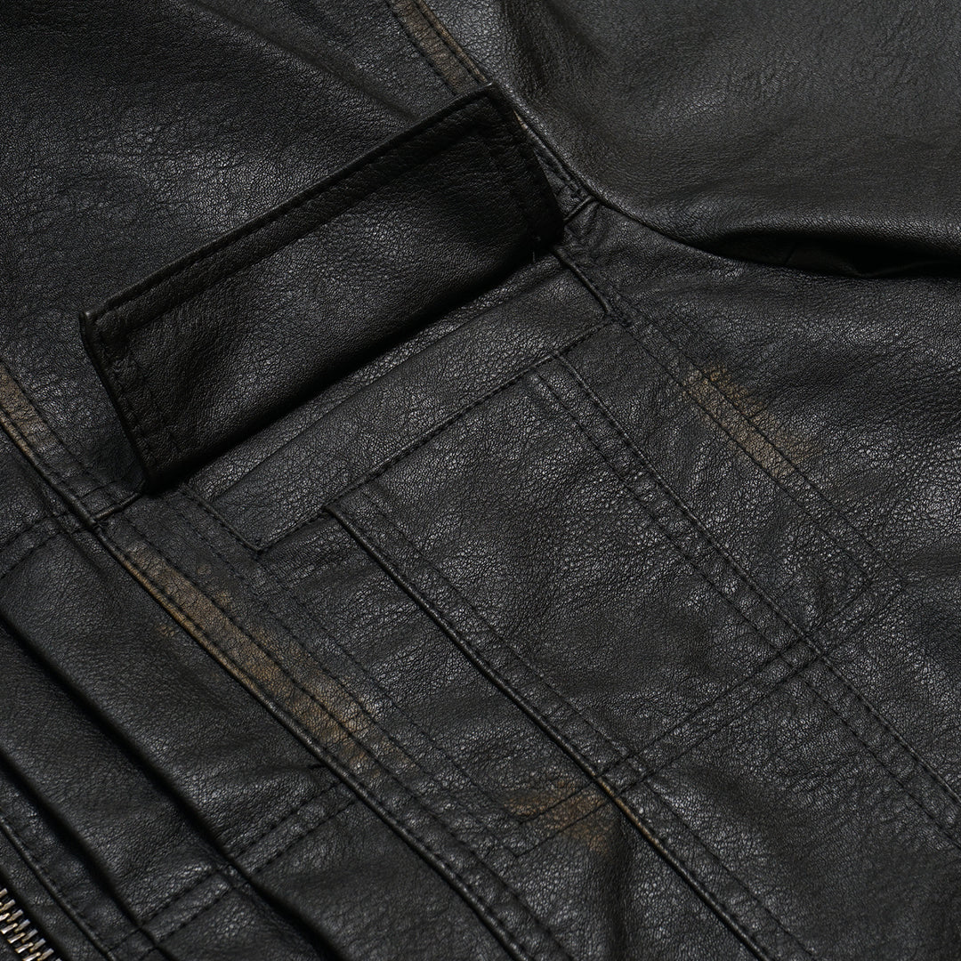 ZRA Faded Effect Faux-Leather Jacket