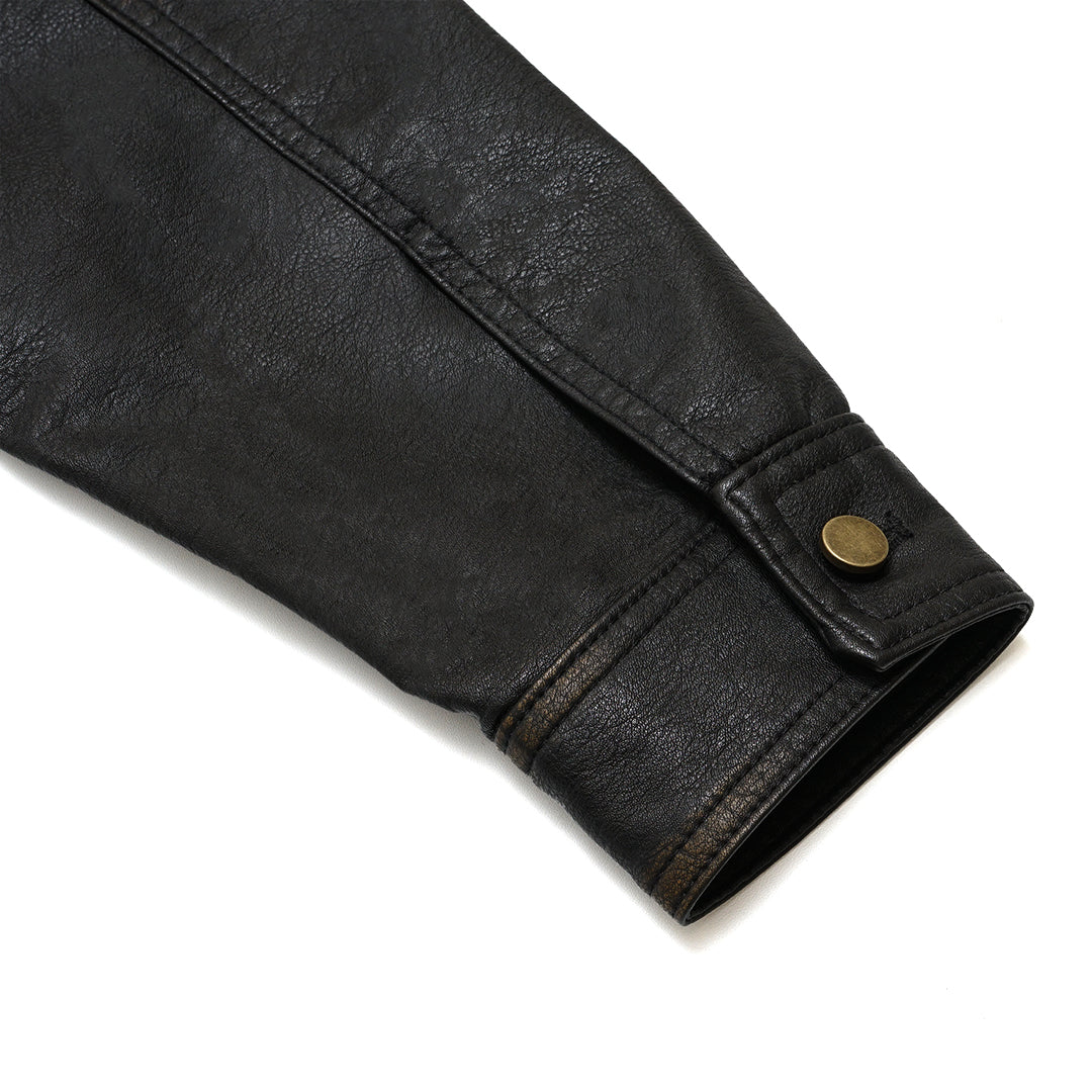 ZRA Faded Effect Faux-Leather Jacket