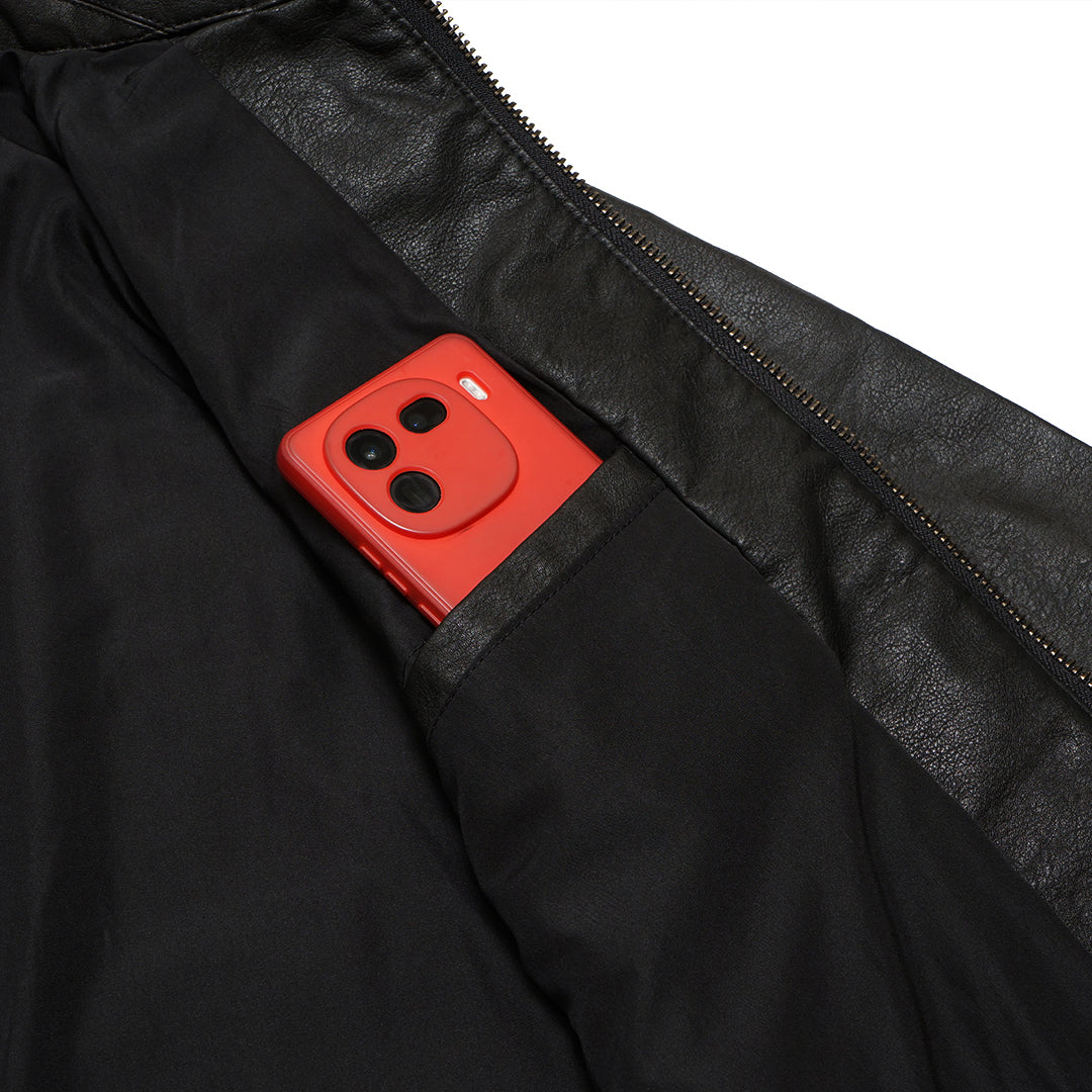 ZRA Faded Effect Faux-Leather Jacket
