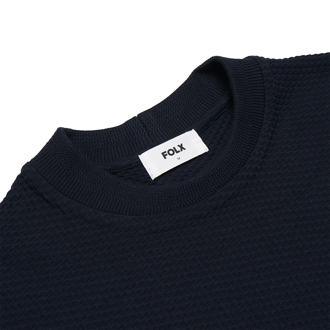FOLX Solid Rectangle Textured Long Sleeve T-Shirt