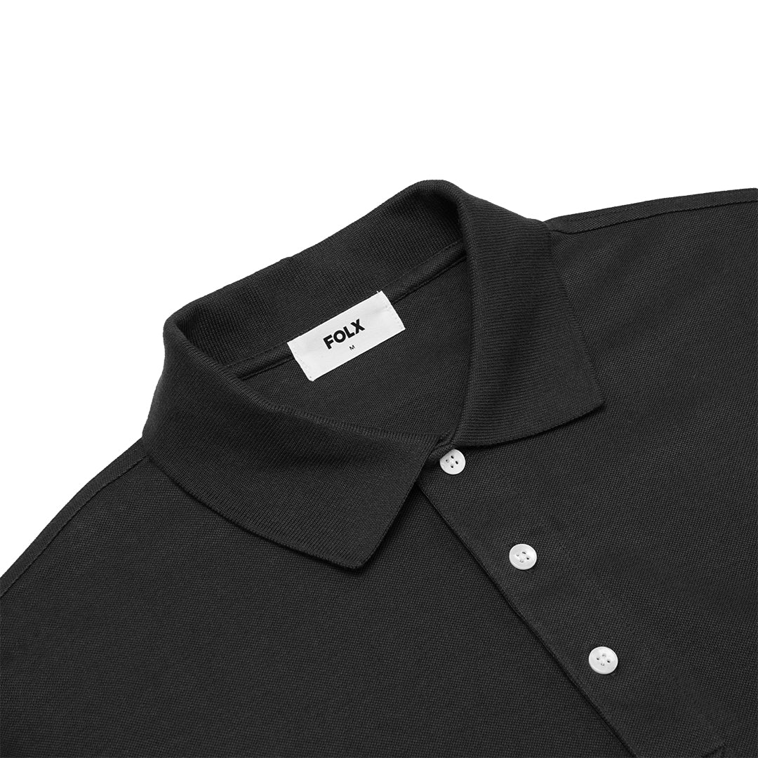FOLX Basic Pique Long Sleeve Polo Shirt