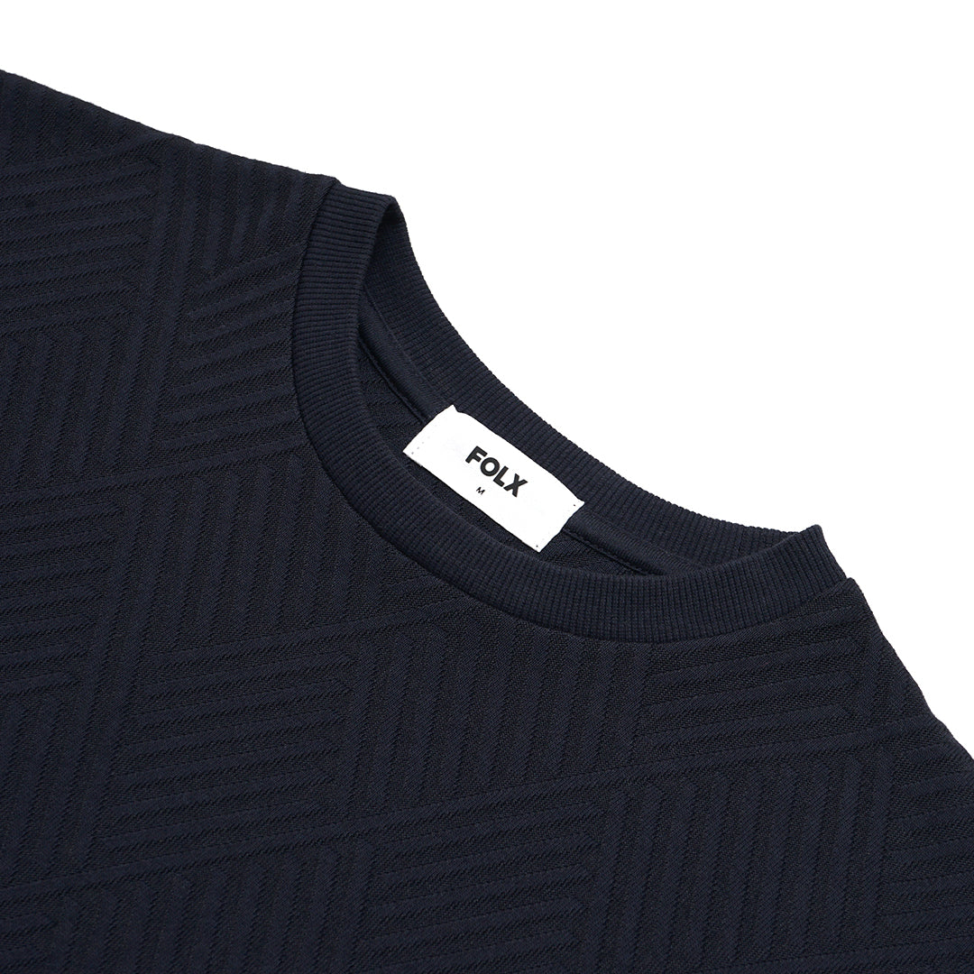 FOLX Jacquard Diamond Slash Textured Sweatshirt