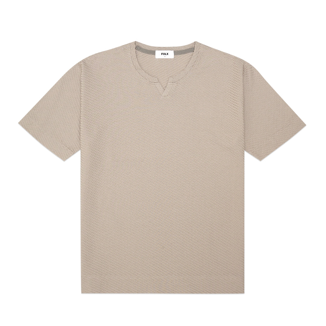 FOLX U Collar Textured T-Shirt