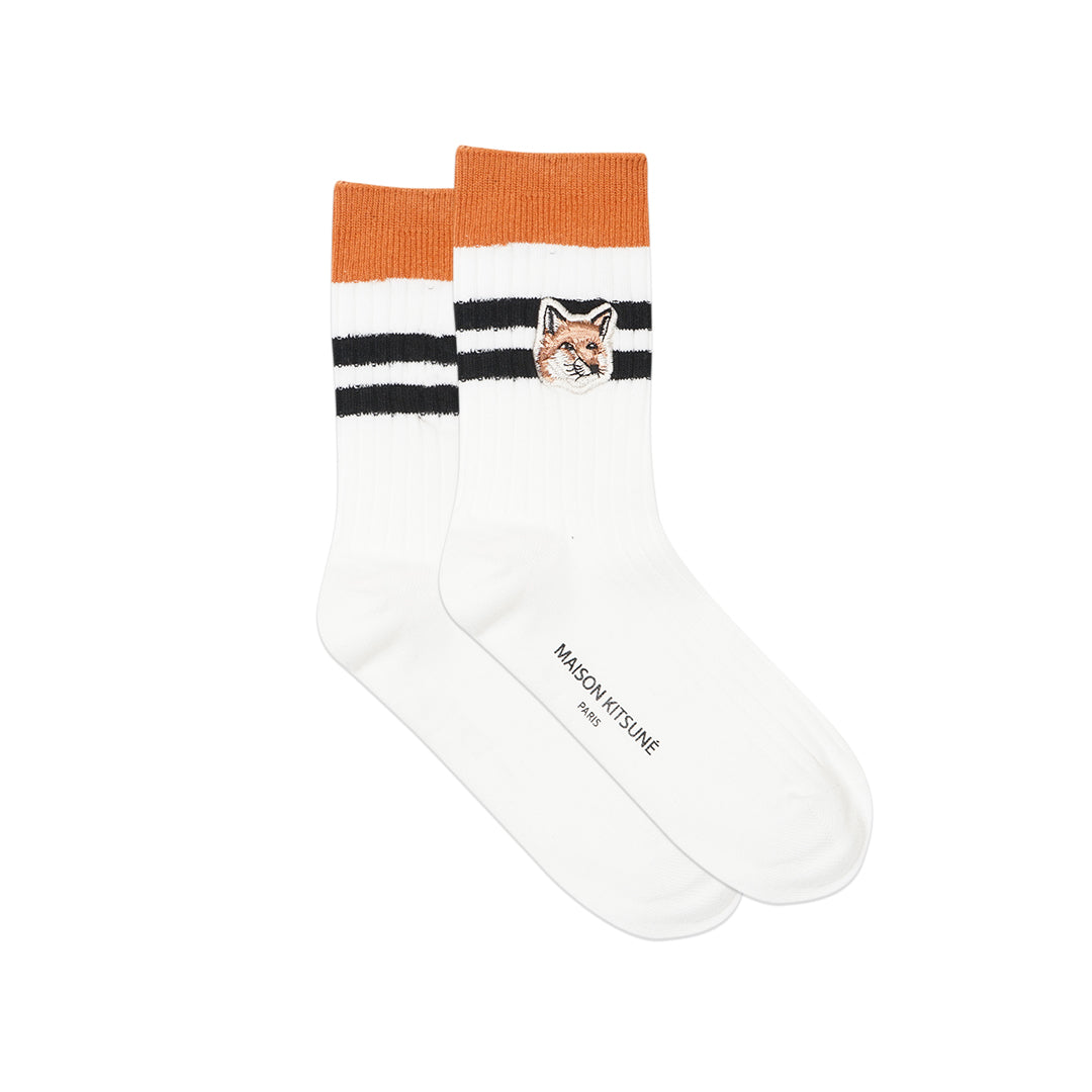 MKS Bicolor Stripes Fox Head Mid Socks