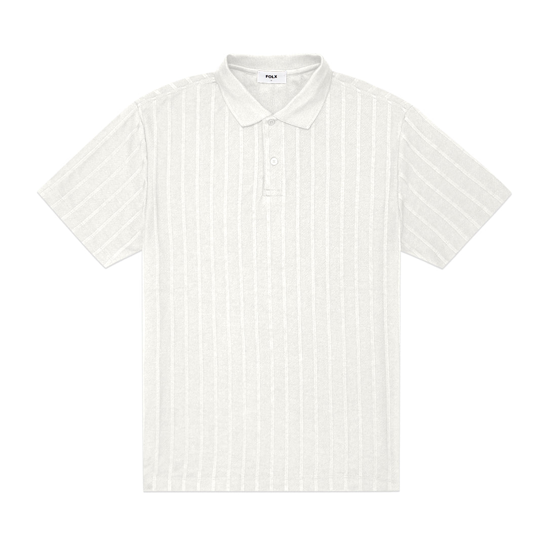 FOLX Solid Striped Texture Polo Shirt