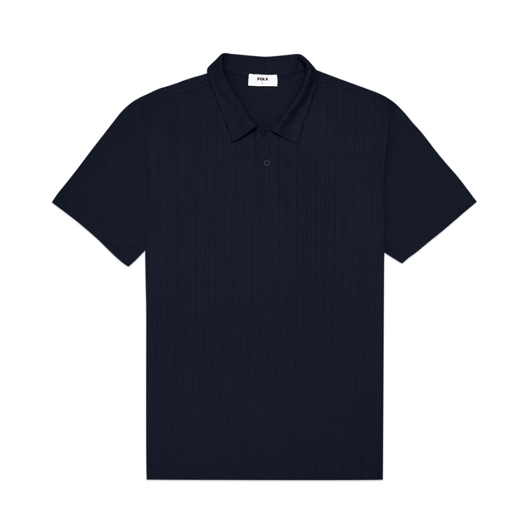 FOLX Vertical Jacquard Knit Polo Shirt